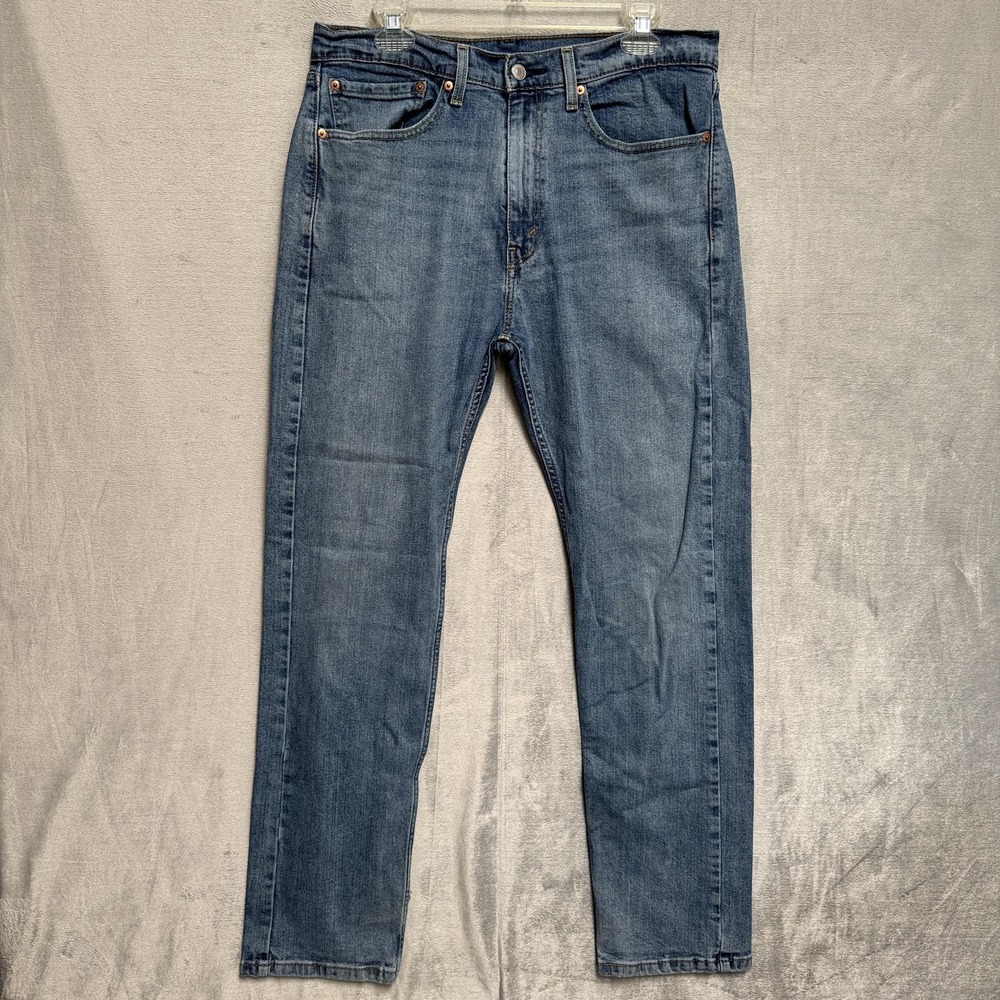 Levis 505 Jeans Mens 34x32 Blue Light Wash Straight Denim Regular Fit Cotton